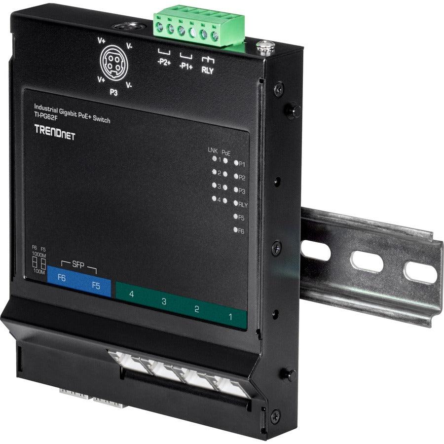 Industrial Gigabit PoE+ Switch - 6-Port Wall-Mounted Front Access | TRENDnet TI-PG62F