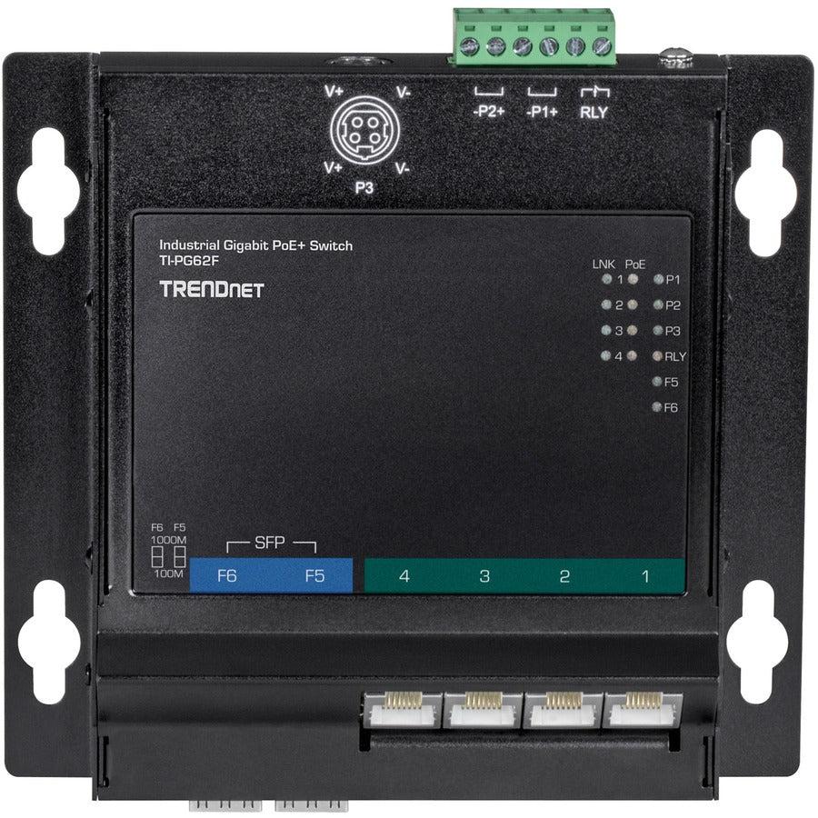 Industrial Gigabit PoE+ Switch - 6-Port Wall-Mounted Front Access | TRENDnet TI-PG62F