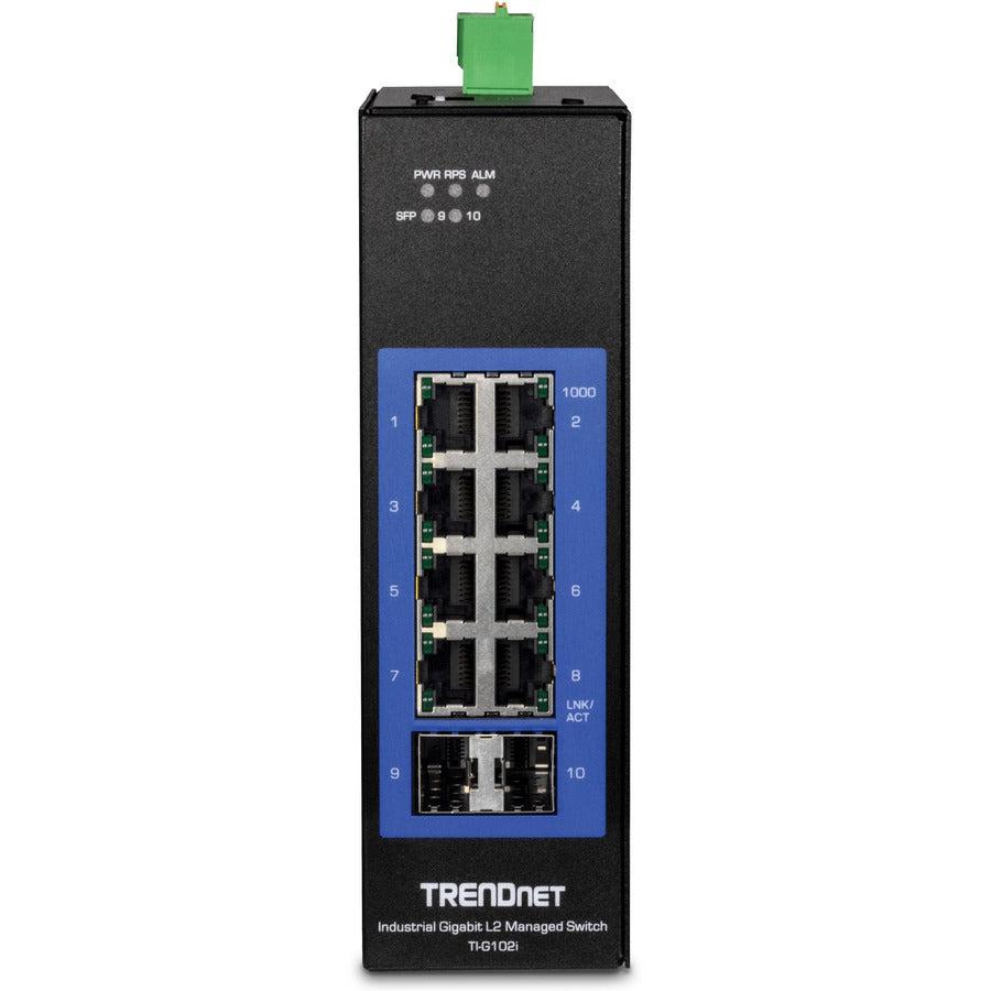 Industrial Gigabit Switch 10-Port - Layer 2 Managed DIN-Rail | TRENDnet TI-G102I