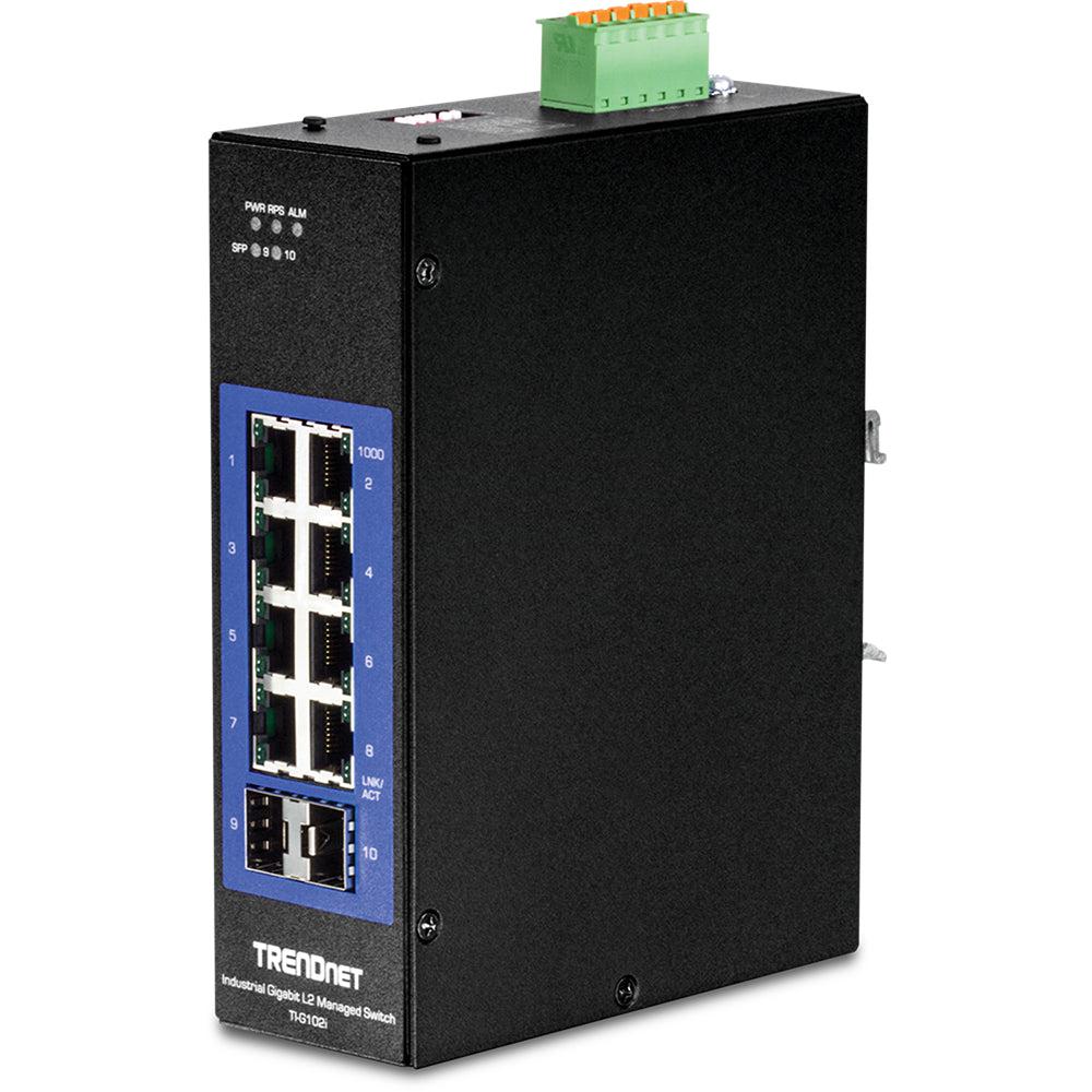 Industrial Gigabit Switch 10-Port - Layer 2 Managed DIN-Rail | TRENDnet TI-G102I