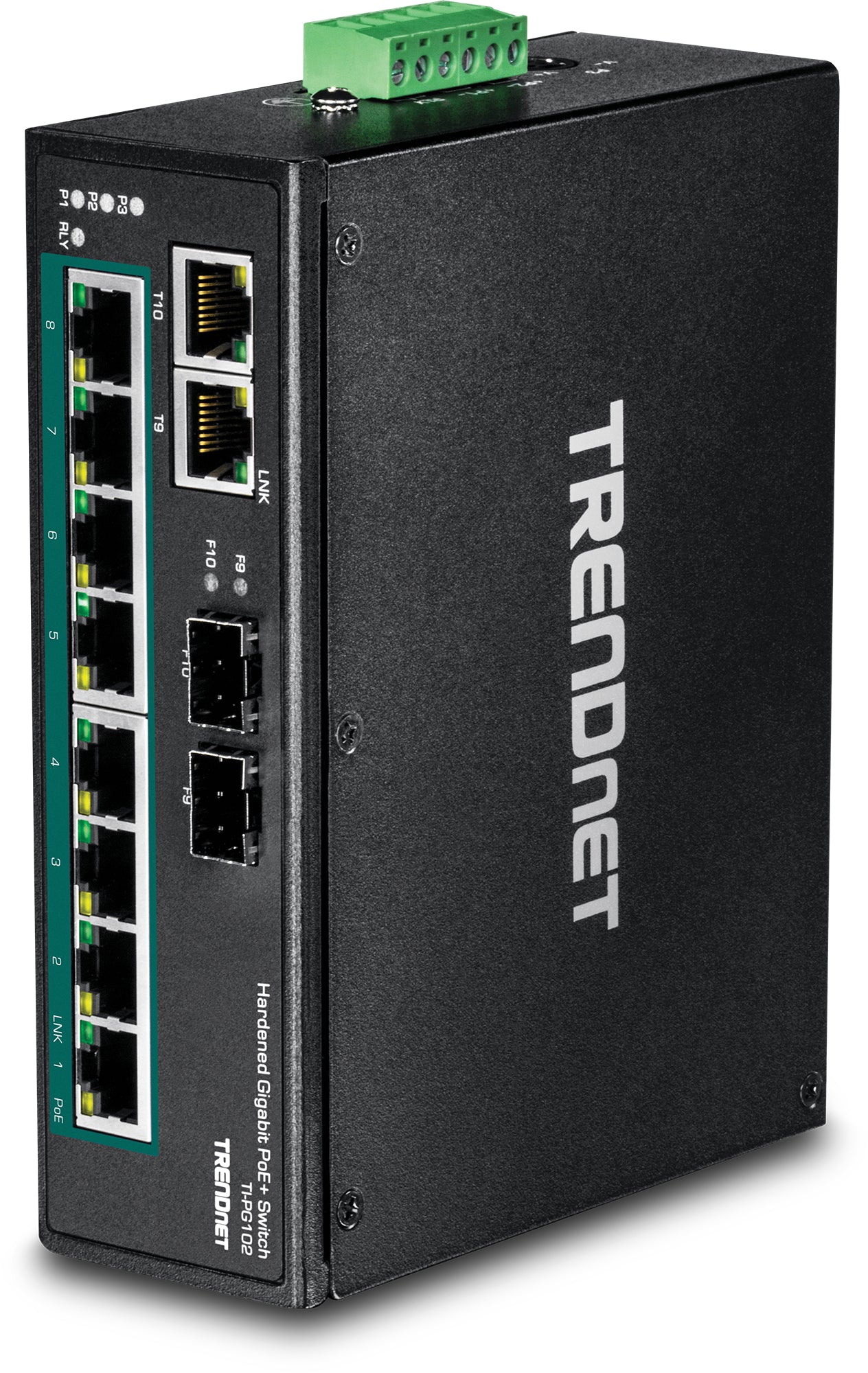 Industrial PoE+ Switch - 10 Port Gigabit DIN Rail Ethernet Switch | TechSoft TI-PG102