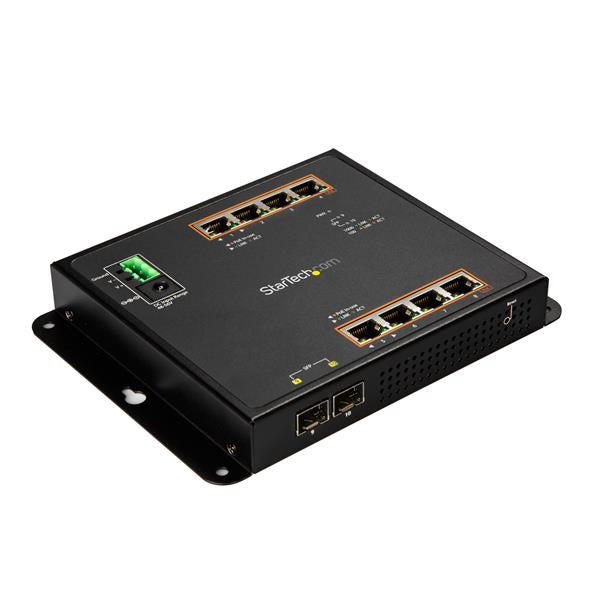 Industrial PoE+ Switch - 8 Port Managed Gigabit Ethernet Switch with SFP | TechSoft IES101GP2SFW