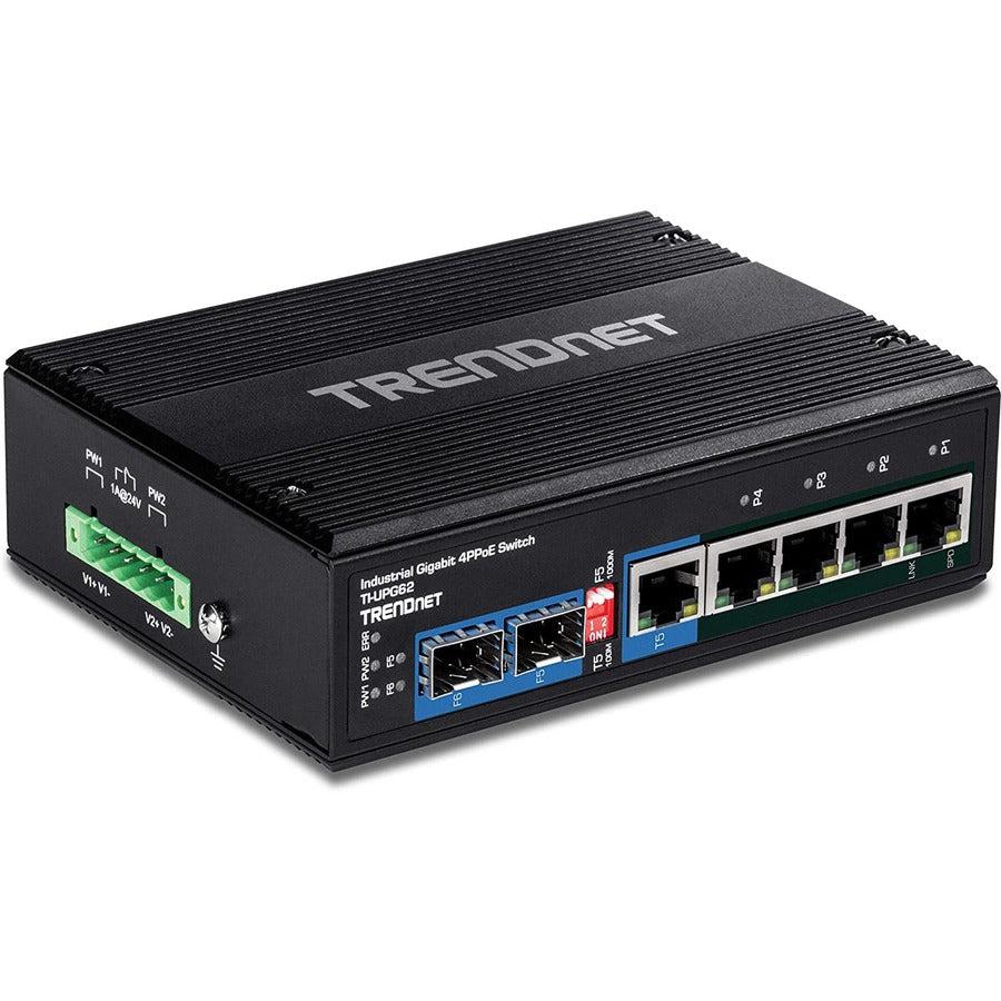 Industrial PoE Switch DIN Rail - 6 Port Gigabit Hardened Switch | TecISoft TI-UPG62
