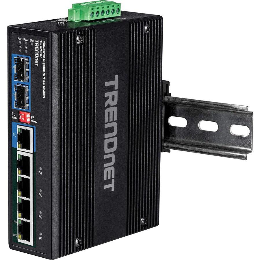 Industrial PoE Switch DIN Rail - 6 Port Gigabit Hardened Switch | TecISoft TI-UPG62