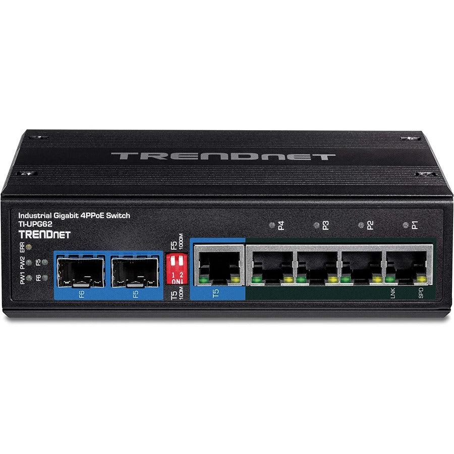 Industrial PoE Switch DIN Rail - 6 Port Gigabit Hardened Switch | TecISoft TI-UPG62