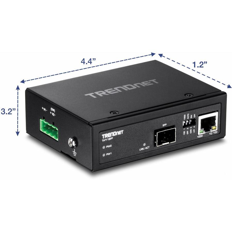 Industrial SFP Media Converter Hardened Gigabit 100/1000 Base-T | TecISoft TI-F11SFP