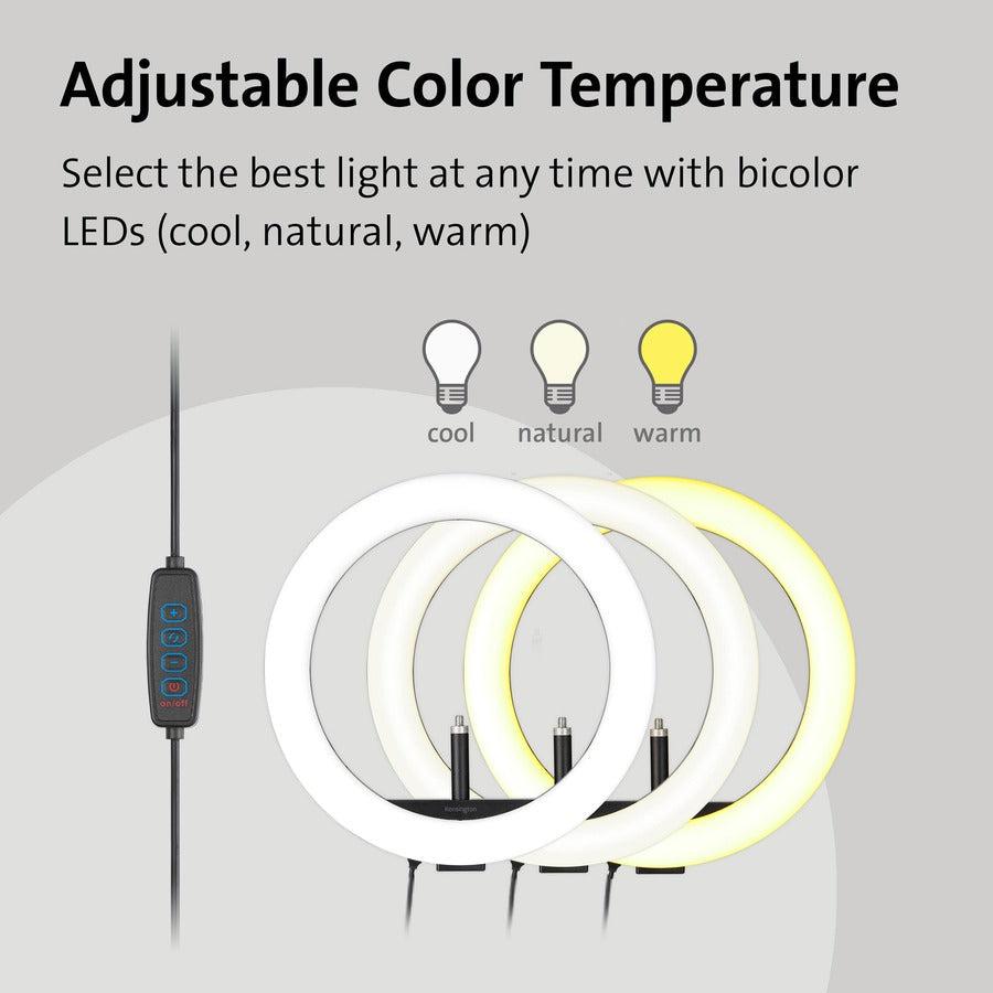 Kensington L1000 Bicolour Ring Light With Webcam Mount For Video Conferencing