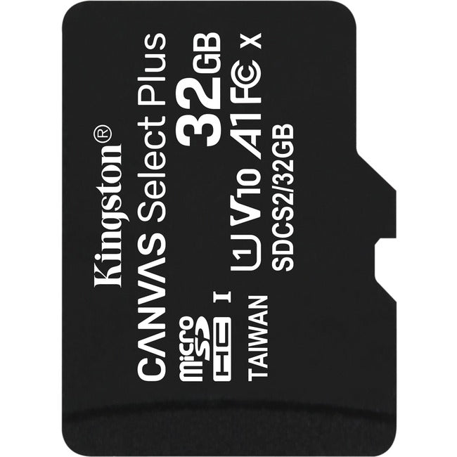 Kingston Canvas Select Plus SDCS2 32 GB Class 10/UHS-I (U1) microSDHC - 1 Pack SDCS2/32GBSP