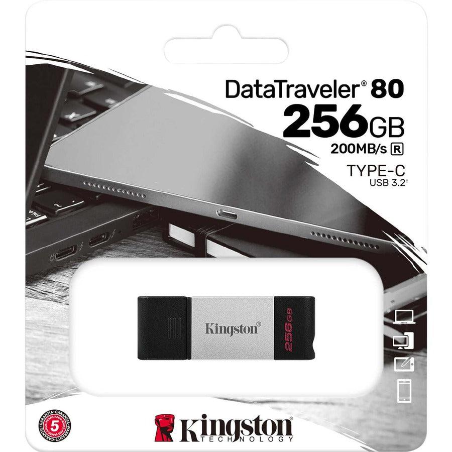 Kingston Technology Datatraveler 80 Usb Flash Drive 256 Gb Usb Type-C 3.2 Gen 1 (3.1 Gen 1) Black, Silver
