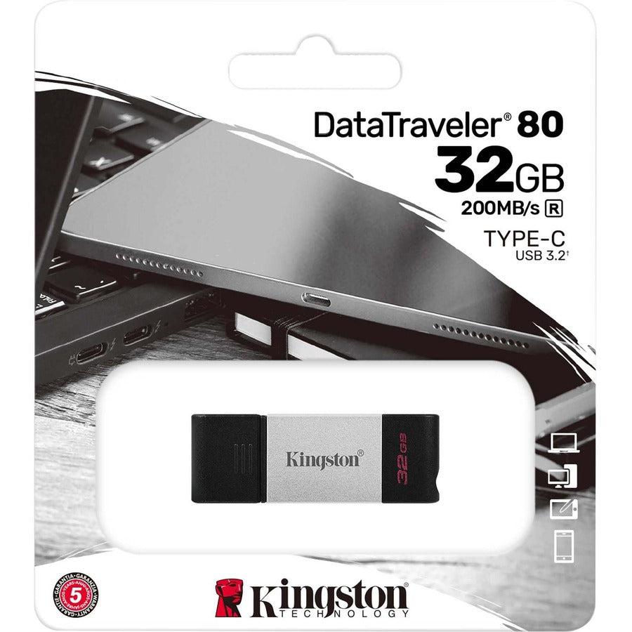Kingston Technology Datatraveler 80 Usb Flash Drive 32 Gb Usb Type-C 3.2 Gen 1 (3.1 Gen 1) Black, Silver
