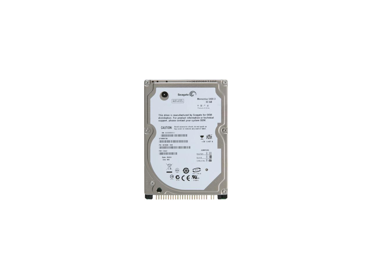 Laptop Hard Drive 80GB - Seagate Momentus 5400.3 PATA IDE | Tecisoft ST980815A