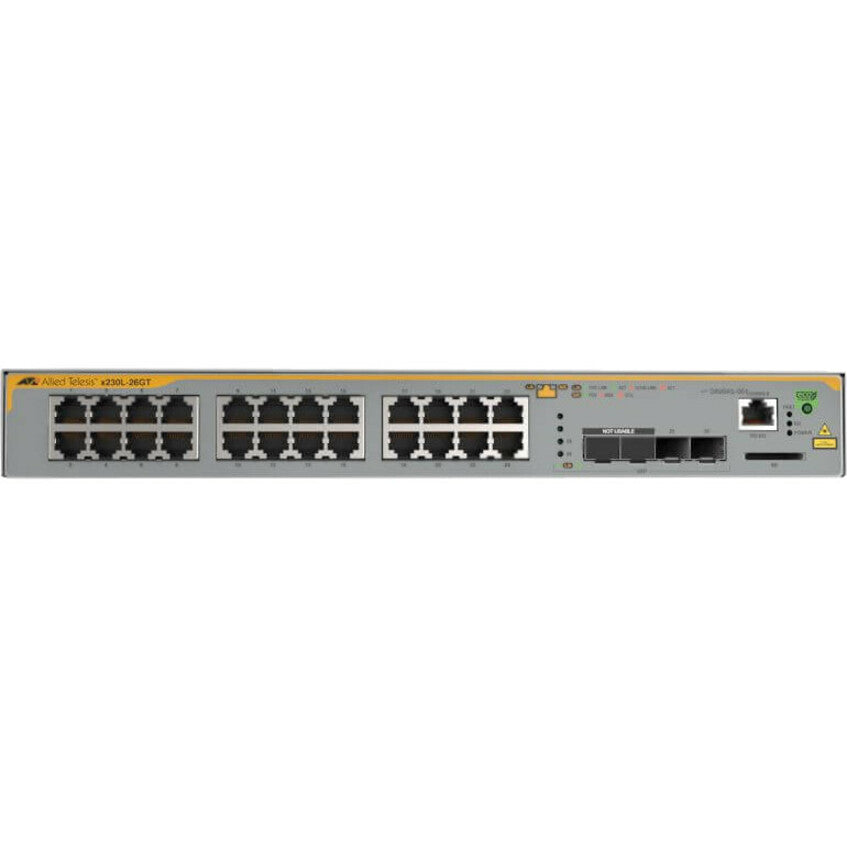 Layer 3 Managed Switch - 24 Port Gigabit Ethernet Fanless | TecisoftUK AT-X230L-26GT-10