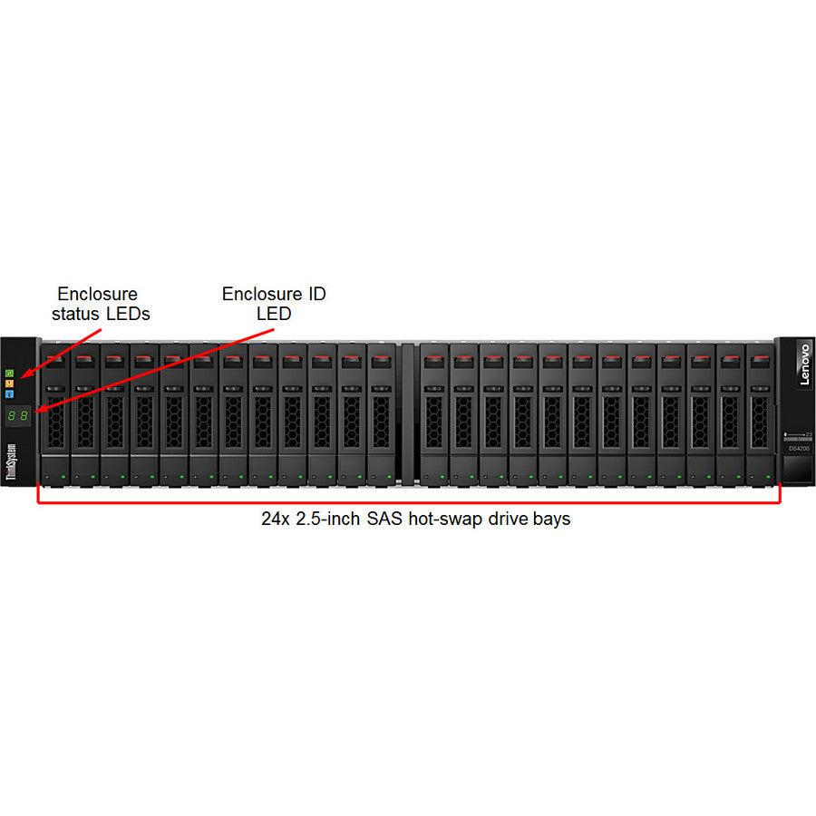 Lenovo Ds4200 Sff Sas Dual Contr Disk Array Rack (2U) Black, Stainless Steel