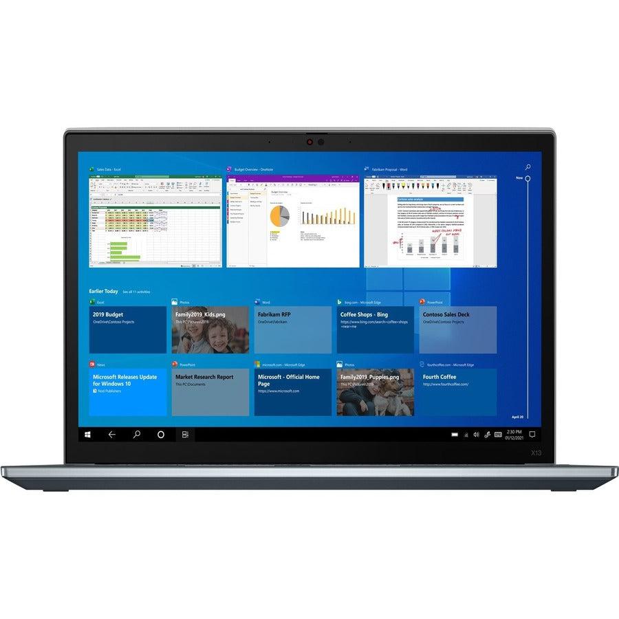 Lenovo Thinkpad X13 Notebook 33.8 Cm (13.3") Touchscreen Wuxga Intel® Core™ I7 16 Gb Lpddr4X-Sdram 512 Gb Ssd Wi-Fi 6 (802.11Ax) Windows 10 Pro Grey 20Wk009Dus