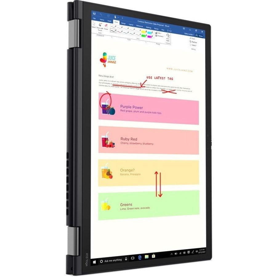 Lenovo Thinkpad X13 Yoga Hybrid (2-In-1) 33.8 Cm (13.3") Touchscreen Wqxga Intel® Core™ I7 16 Gb Lpddr4X-Sdram 512 Gb Ssd Wi-Fi 6 (802.11Ax) Windows 10 Pro Black 20W80035Us