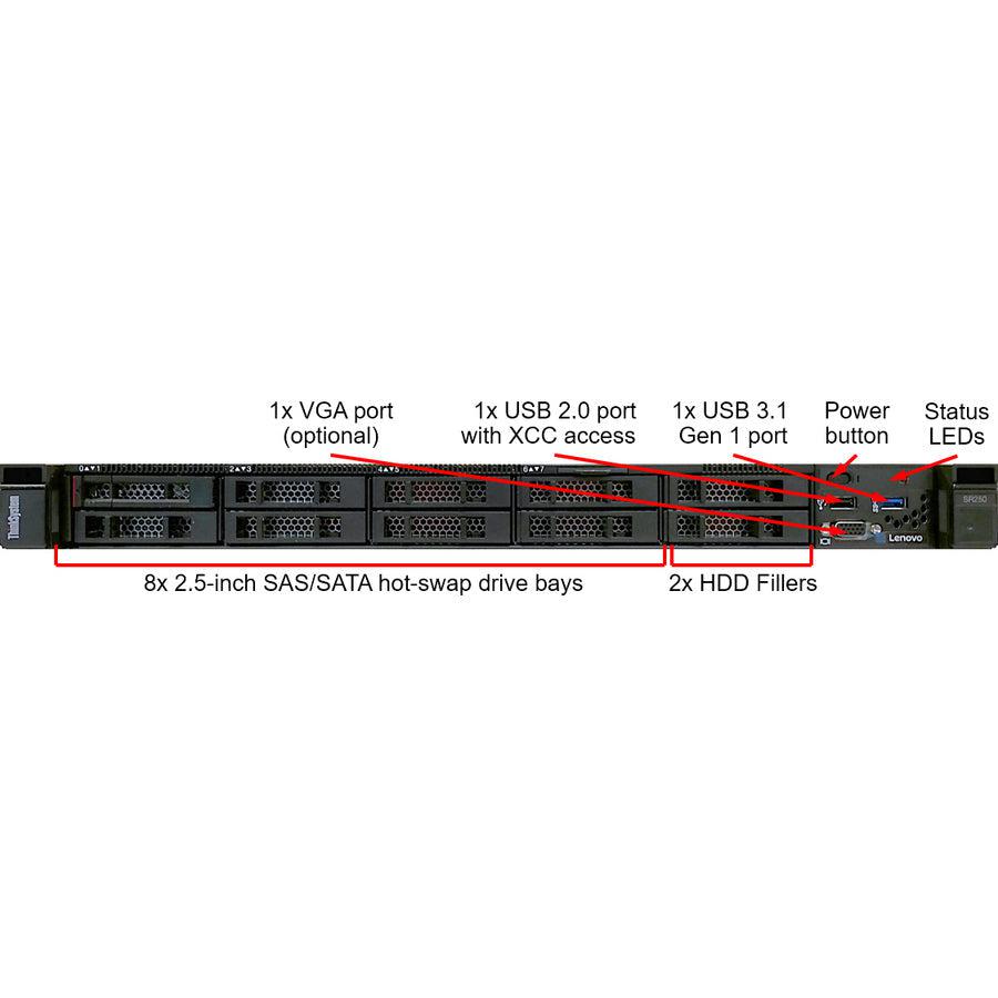 Lenovo Thinksystem Sr250 Server 3.7 Ghz 16 Gb Rack (1U) Intel Xeon E 450 W Ddr4-Sdram