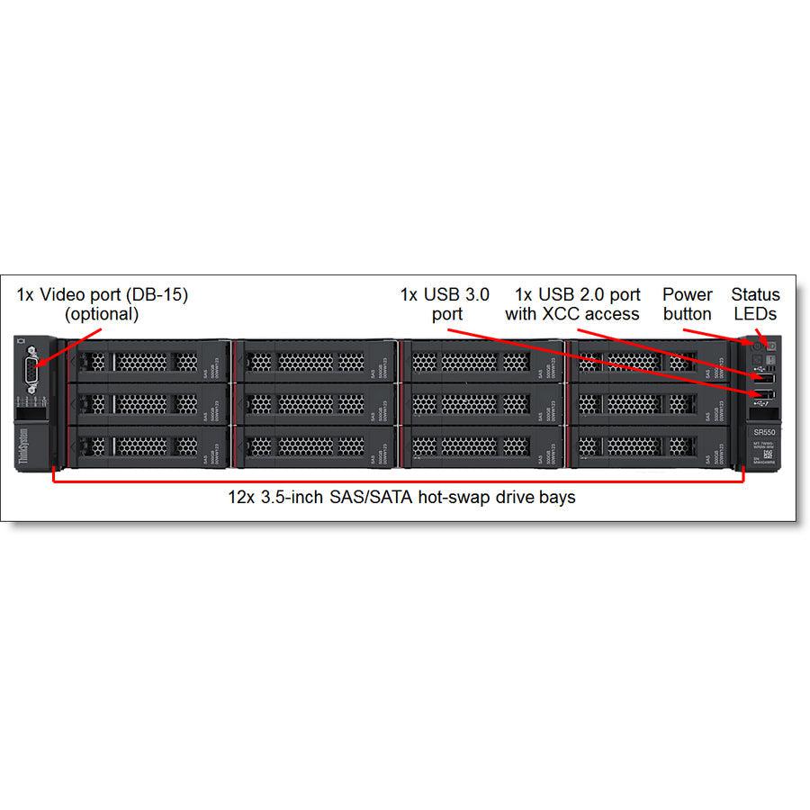 Lenovo Thinksystem Sr550 Server 61.4 Tb 2.1 Ghz 16 Gb Rack (2U) Intel® Xeon® 750 W Ddr4-Sdram