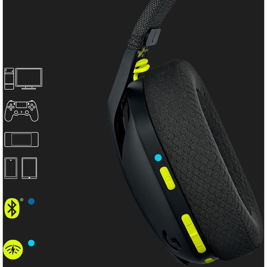 Logitech G G435 Headset Wireless Head-Band Gaming Bluetooth Black, Yellow