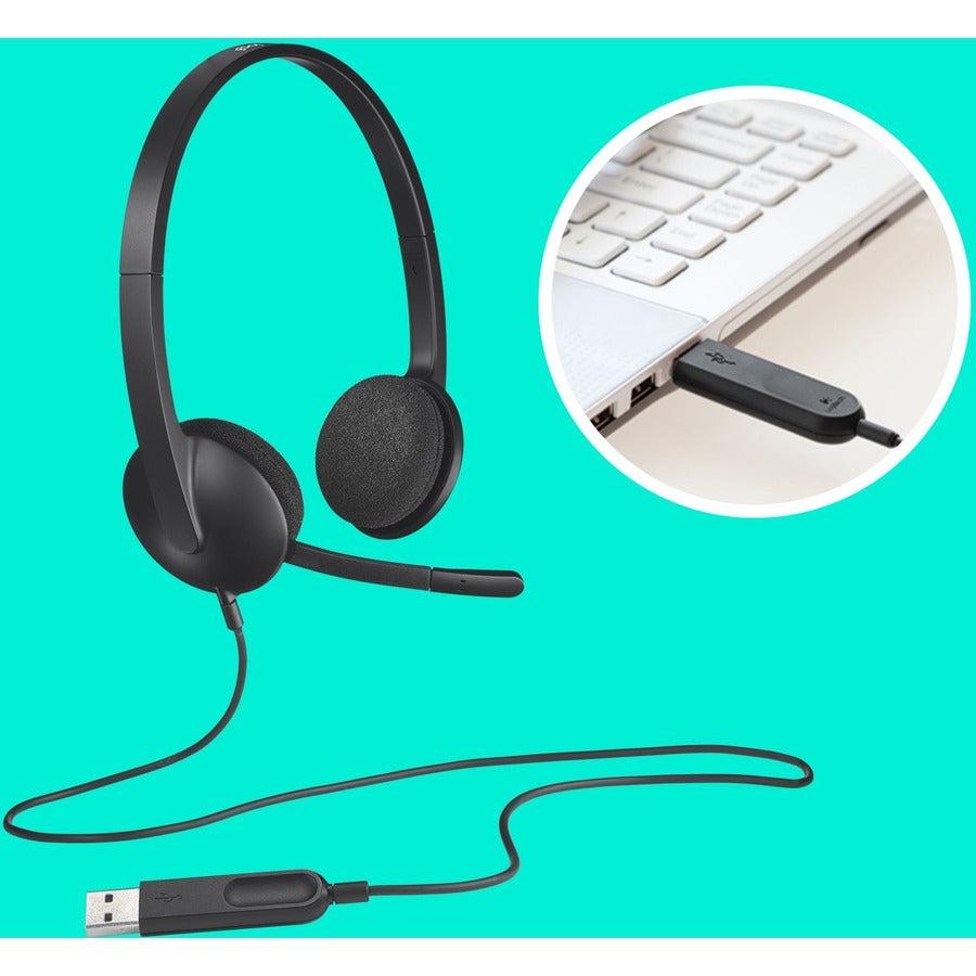 Logitech H340 Usb Computer Headset Wired Head-Band Office/Call Center Black