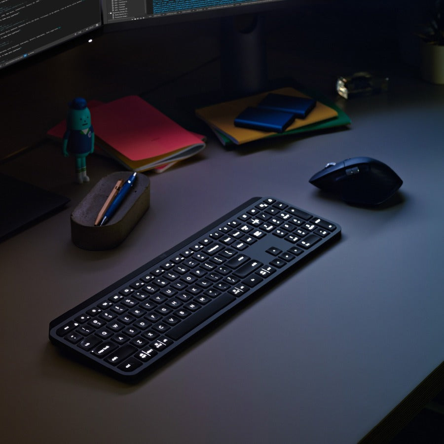 Logitech MX Keys Advanced Wireless Illuminated Keyboard, Tactile Responsive Typing, Backlighting, Bluetooth, USB-C, Apple macOS, Microsoft Windows, Linux, iOS, Android, Metal Build (Black) 920-009295