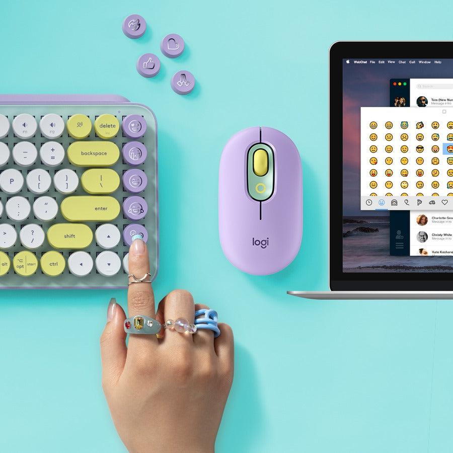 Logitech Pop Keys Keyboard Rf Wireless + Bluetooth Mint Colour, Violet, White, Yellow