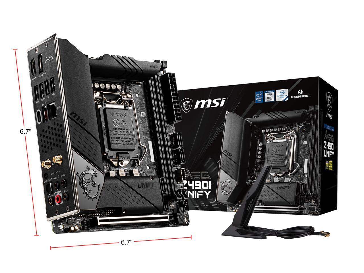Msi Meg Z490I Unify Lga 1200 Intel Z490 Sata 6Gb/S Mini Itx Intel Motherboard