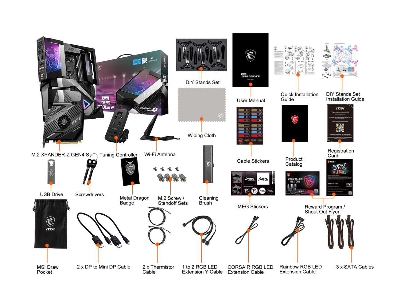 Msi Meg Z590 Godlike Lga 1200 Intel Z590 Sata 6Gb/S Extended Atx Intel Motherboard