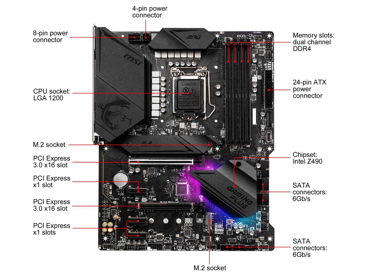 Msi Mpg Z490 Gaming Plus Lga 1200 Intel Z490 Sata 6Gb/S Atx Intel Motherboard