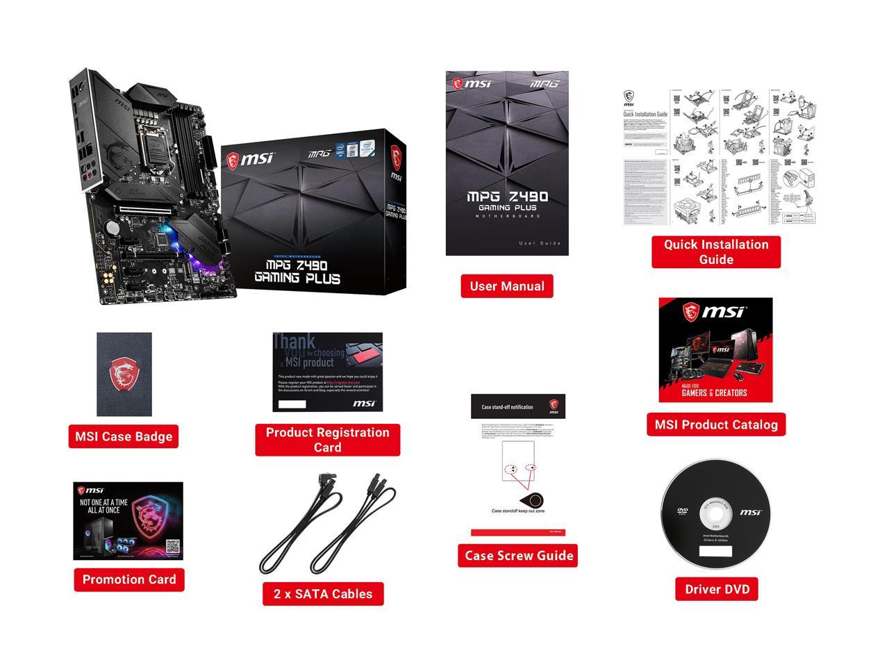 Msi Mpg Z490 Gaming Plus Lga 1200 Intel Z490 Sata 6Gb/S Atx Intel Motherboard