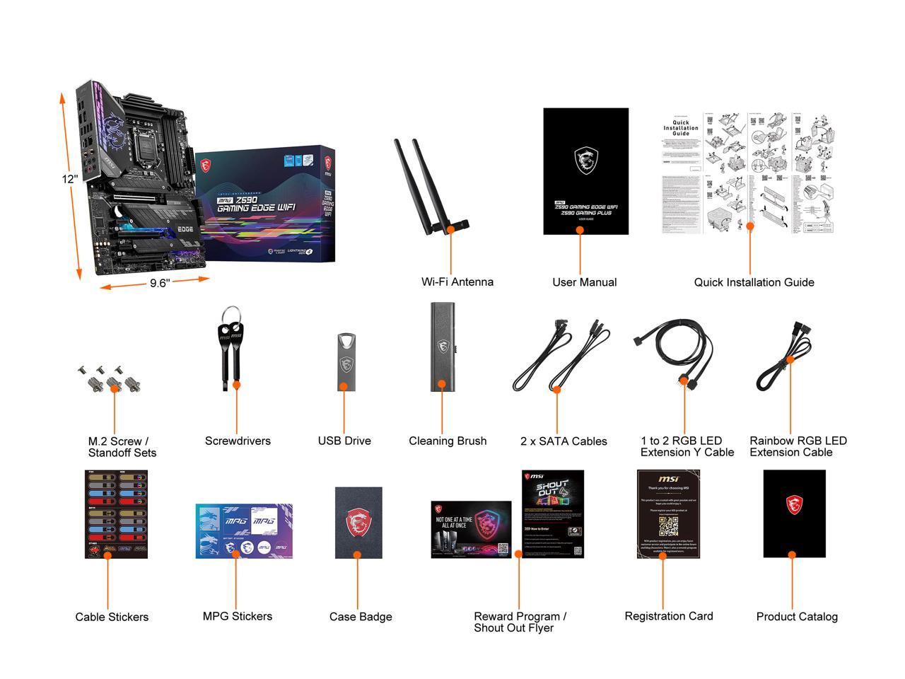 Msi Mpg Z590 Gaming Edge Wifi Lga 1200 Intel Z590 Sata 6Gb/S Atx Intel Motherboard