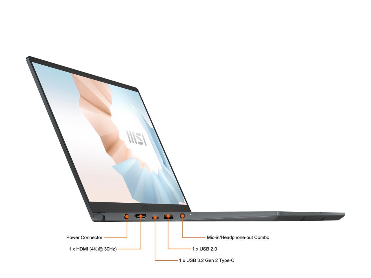 Msi Modern 15 A11Mu-654 15.6 Inch Intel Core I5-1155G7 2.5-4.5Ghz/ 8Gb Ddr4/ 512Gb Nvme Ssd/ Intel Iris Xe/ Usb3.2/ Windows 10 Laptop (Carbon Gray)