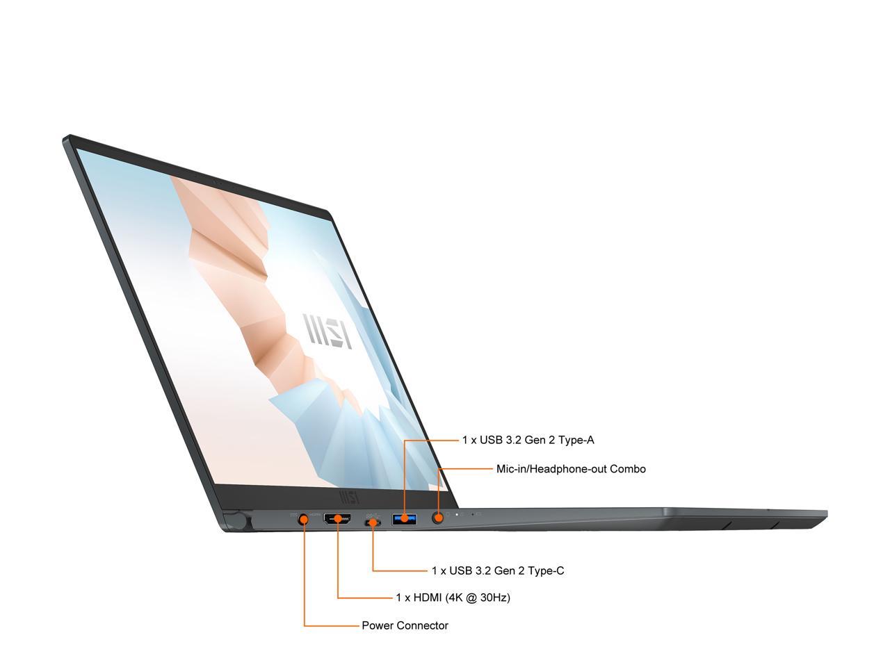 Msi Modern 15 A5M-072 15.6 Inch Amd Ryzen 7 5700U 1.8-4.3Ghz/ 8Gb Ddr4/ 512Gb Nvme Ssd/ Usb3.2/ Windows 10 Laptop (Carbon Gray)