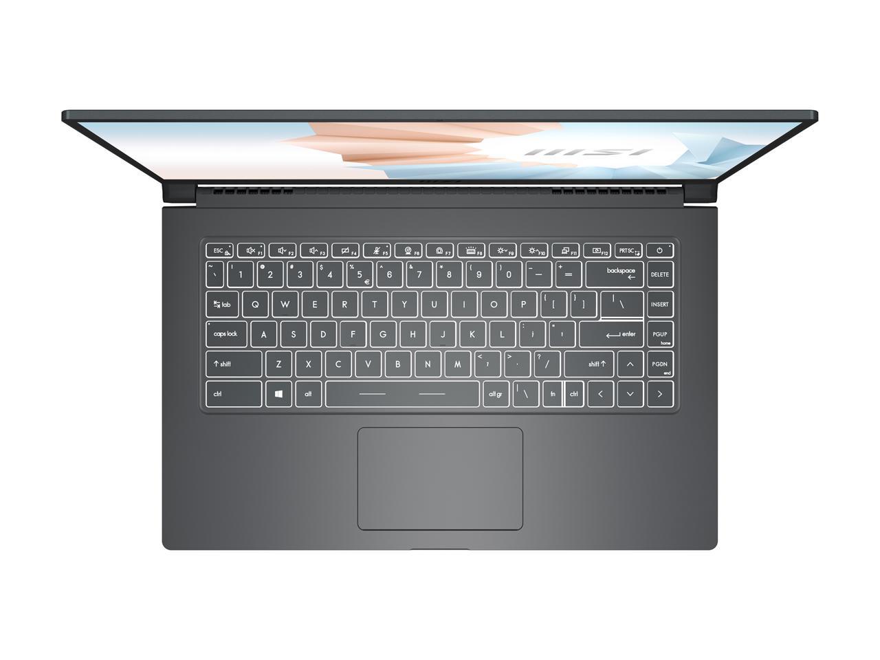 Msi Modern 15 A5M-072 15.6 Inch Amd Ryzen 7 5700U 1.8-4.3Ghz/ 8Gb Ddr4/ 512Gb Nvme Ssd/ Usb3.2/ Windows 10 Laptop (Carbon Gray)