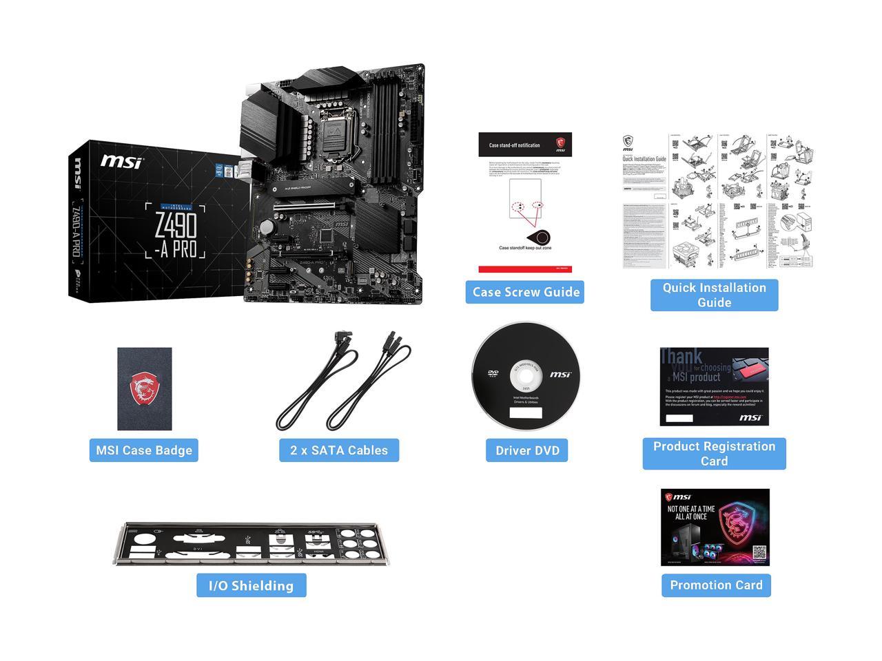 Msi Pro Z490-A Pro Lga 1200 Intel Z490 Sata 6Gb/S Atx Intel Motherboard