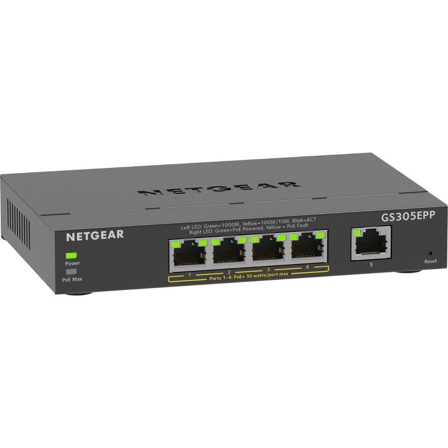 Managed Switch PoE+ 5 Port - NETGEAR Easy Smart 120W | TechSoft GS305EPP-100NAS