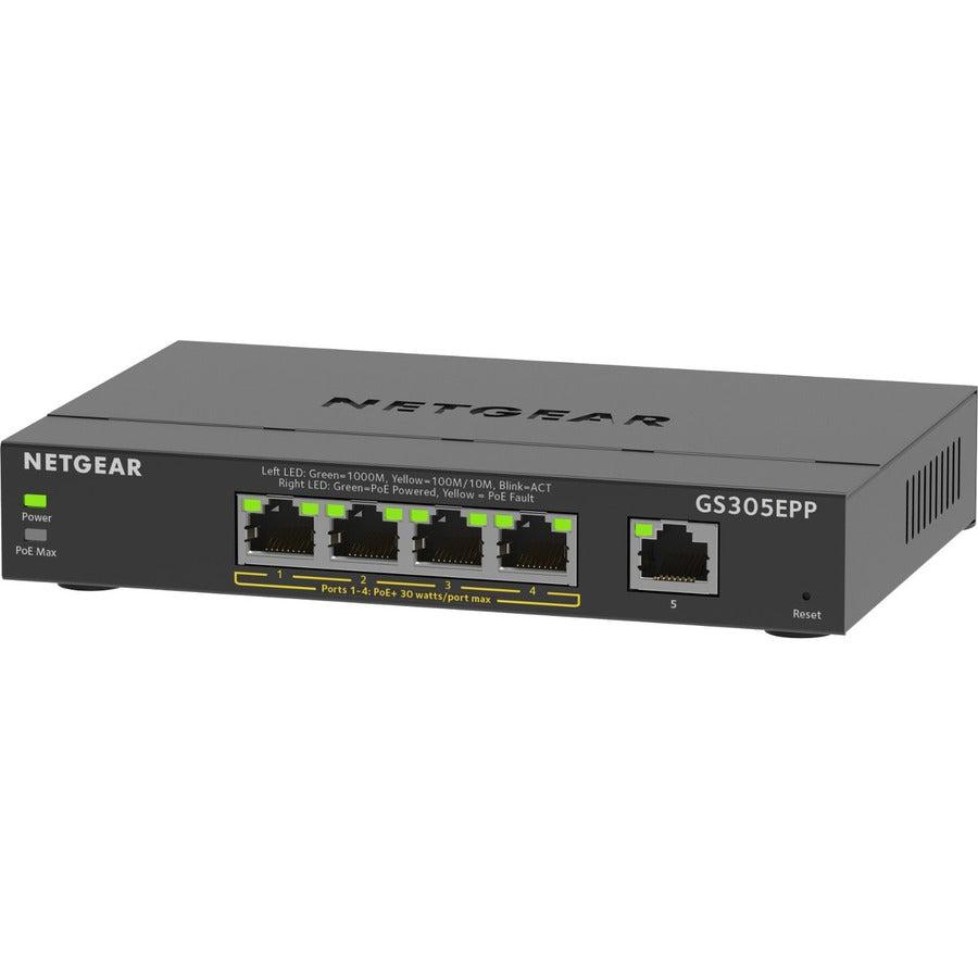 Managed Switch PoE+ 5 Port - NETGEAR Easy Smart 120W | TechSoft GS305EPP-100NAS