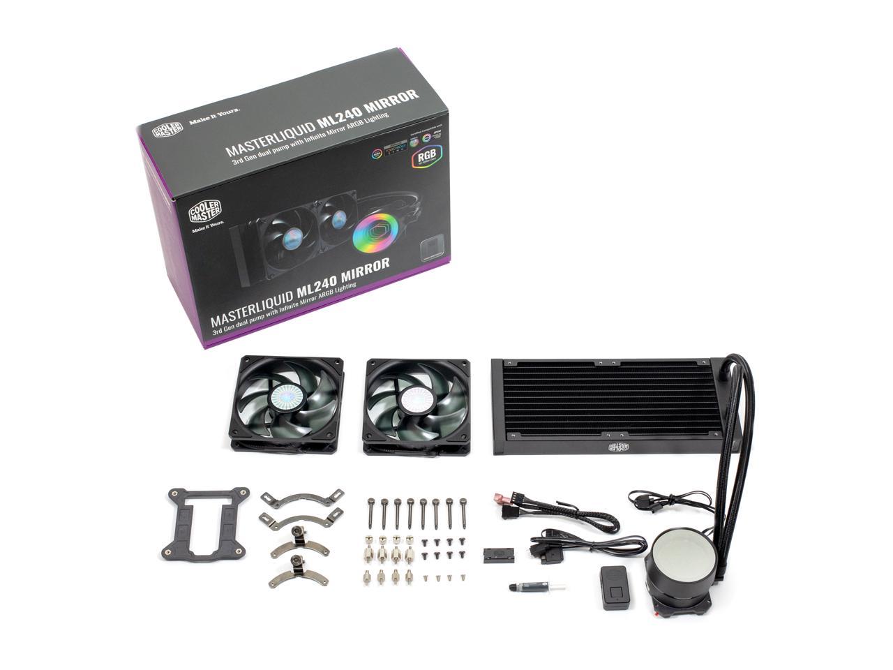 Masterliquid Ml240 Mirror Argb Close-Loop Aio Cpu Liquid Cooler, Mirror Argb Pump, 240 Radiator,