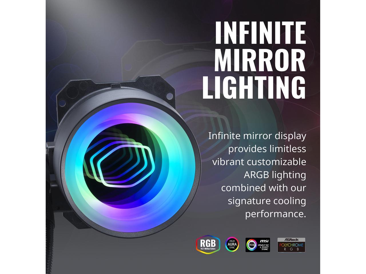 Masterliquid Ml240 Mirror Argb Close-Loop Aio Cpu Liquid Cooler, Mirror Argb Pump, 240 Radiator,