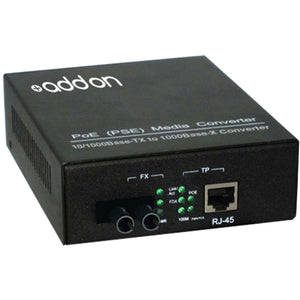 Media Converter 10/100/1000Base-TX ST Connector - PoE Power Over Ethernet Adapter | Tecisoft ADD-GMCP-LX-1ST