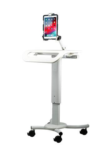 Medical Workstation Cart - CTA Digital Height-Adjustable Rolling VESA Plate | CTA Digital QPAD-HRSW