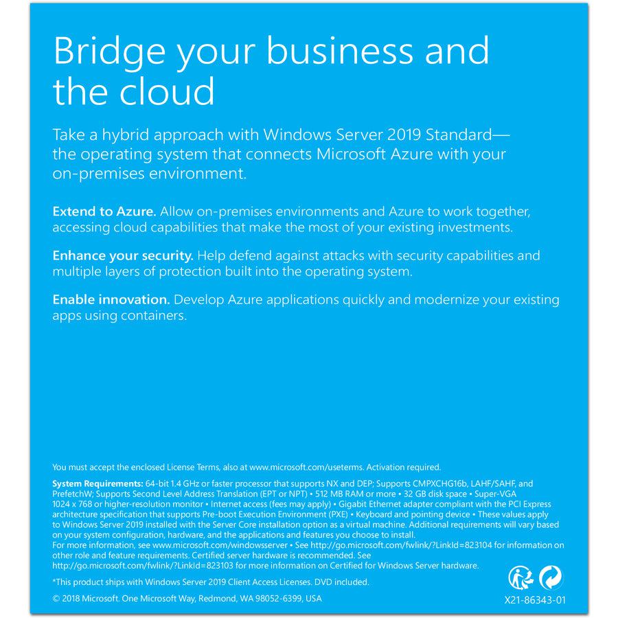 Microsoft Windows Server 2019 Standard - 16 Core Oem