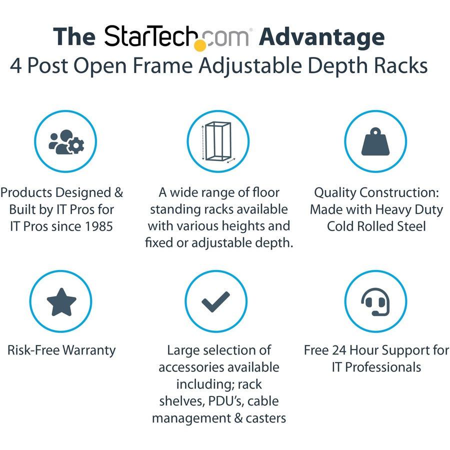 Mobile Server Rack 25U - 4-Post Open Frame Data Center Solution | StarTech.com 4POSTRACK25U