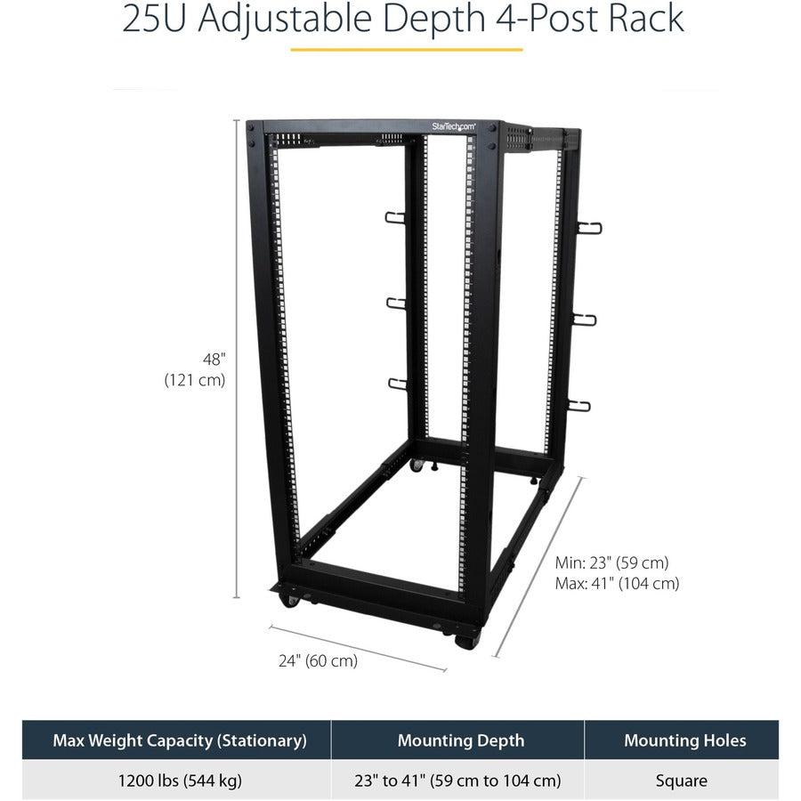 Mobile Server Rack 25U - 4-Post Open Frame Data Center Solution | StarTech.com 4POSTRACK25U