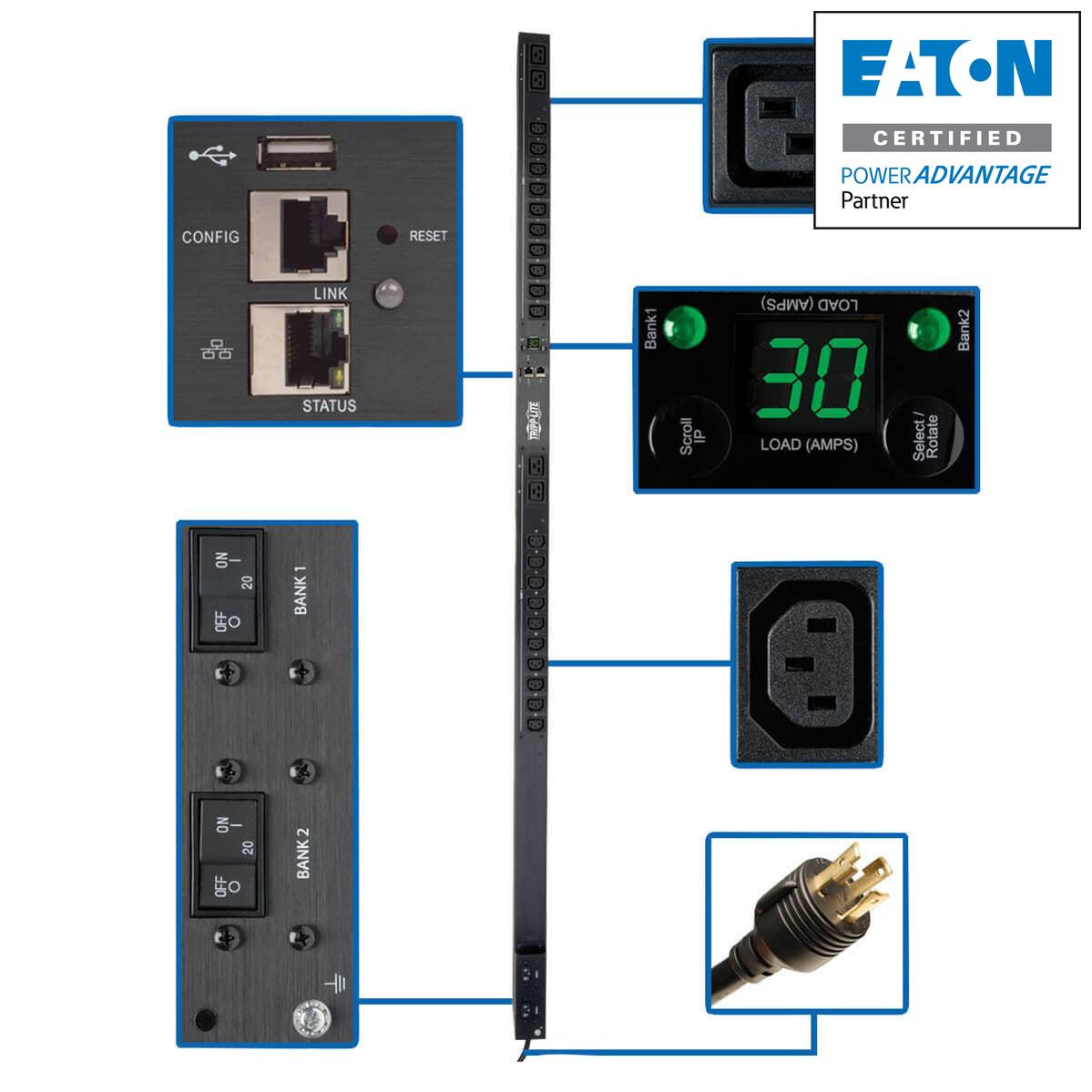 Monitored PDU 5.5kW Single Phase LX Platform - Tripp Lite PDUMNV30HVLX