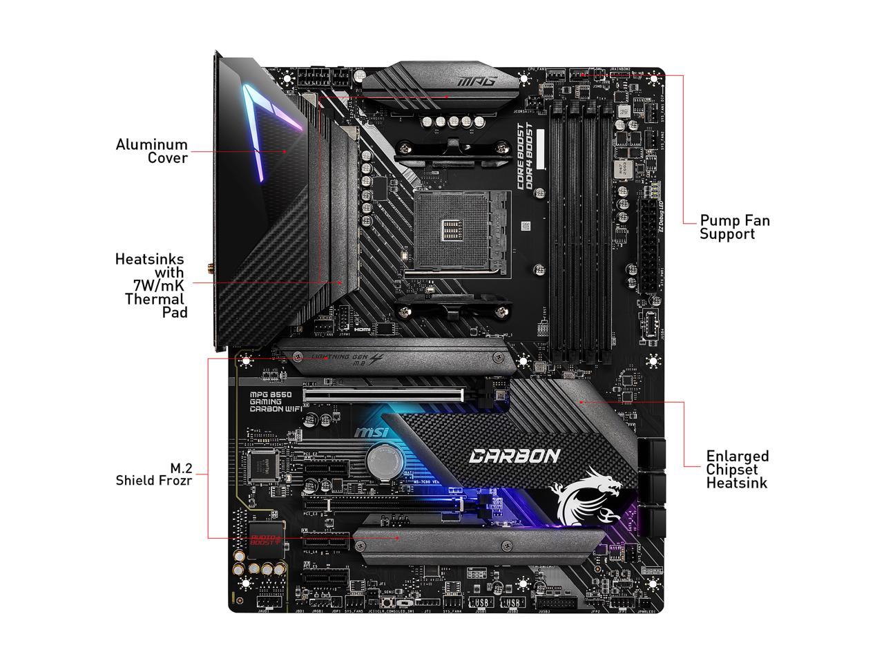 Msi Mpg B550 Gaming Carbon Wifi Am4 Amd B550 Sata 6Gb/S Atx Amd Motherboard