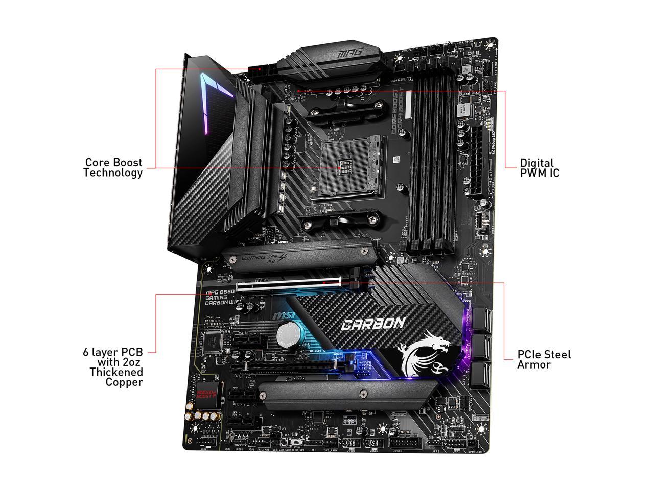 Msi Mpg B550 Gaming Carbon Wifi Am4 Amd B550 Sata 6Gb/S Atx Amd Motherboard
