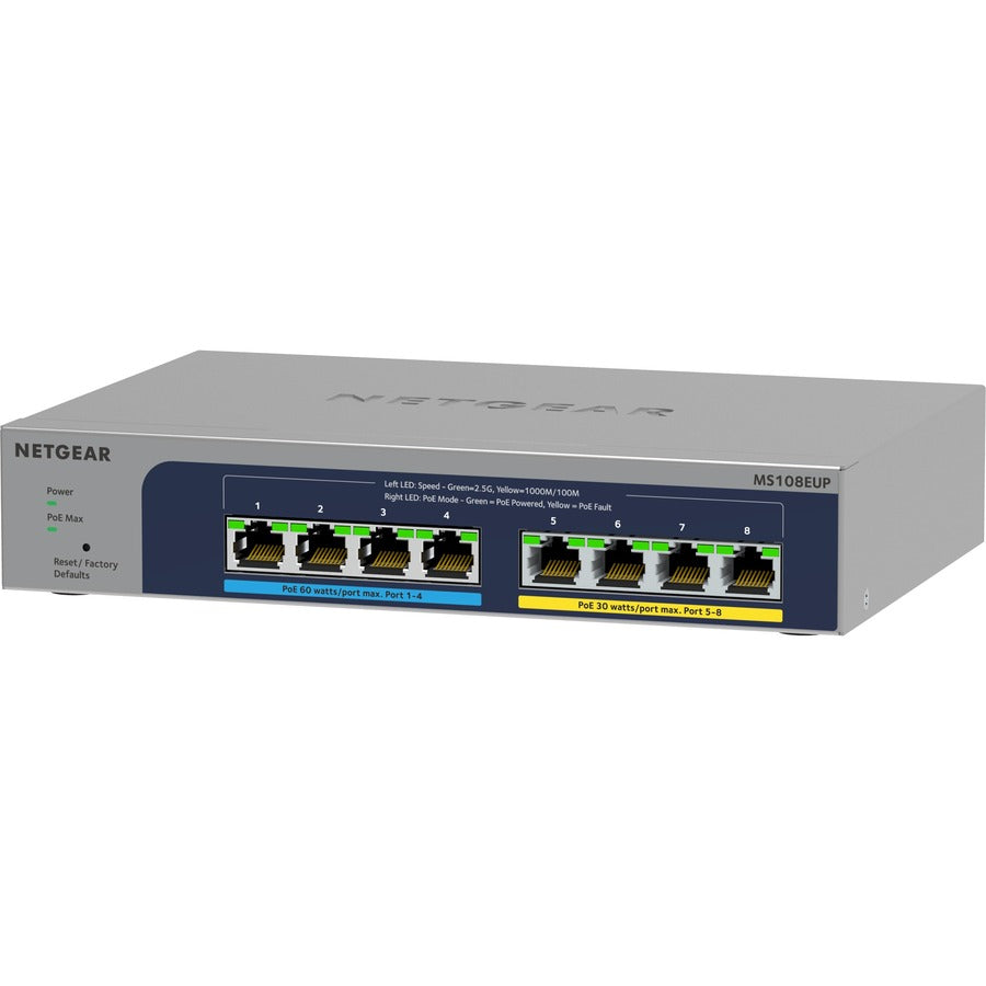 Multi Gigabit PoE Switch - 8-Port 2.5G Business Ethernet Ultra60 PoE++ | TeciSoft MS108EUP-100NAS