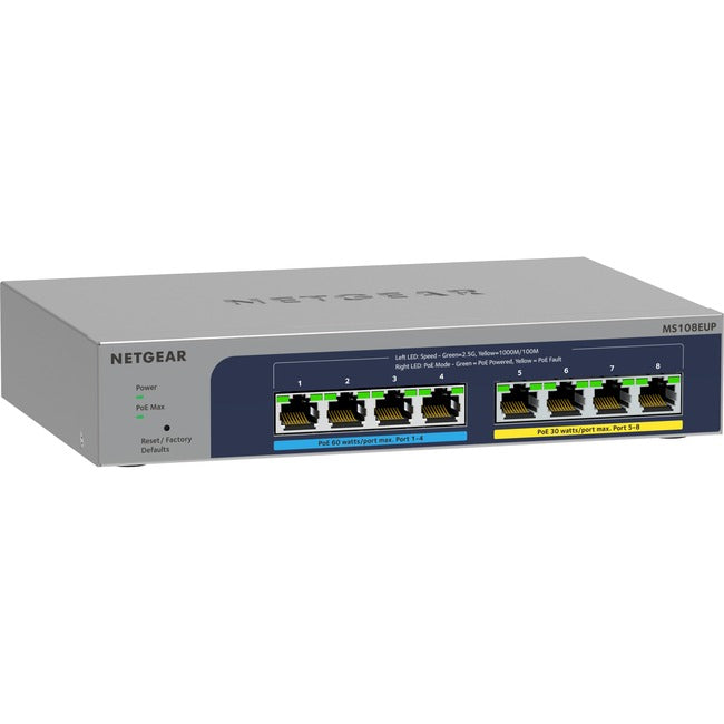 Multi Gigabit PoE Switch - 8-Port 2.5G Business Ethernet Ultra60 PoE++ | TeciSoft MS108EUP-100NAS