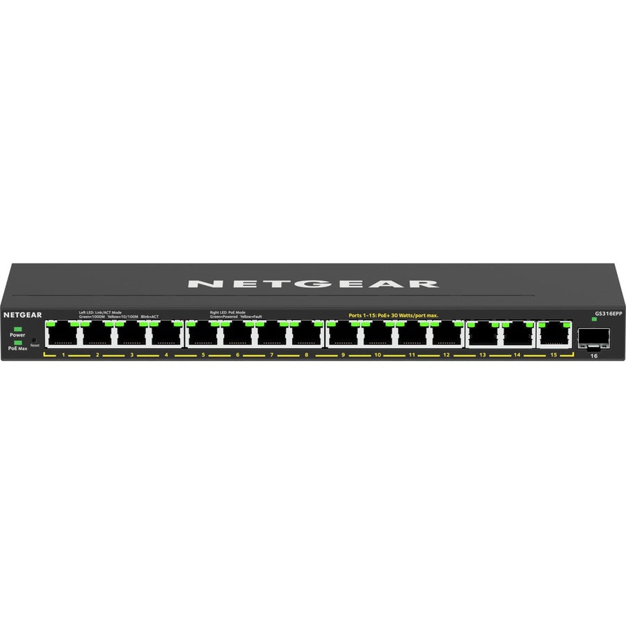 NETGEAR 16-Port High-Power PoE+ Gigabit Ethernet Switch | Easy Smart Essentials GS316EPP-100NAS