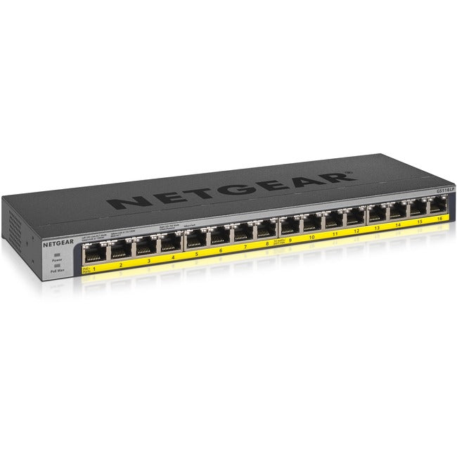 NETGEAR 16-Port PoE/PoE+ Gigabit Unmanaged Switch with 183W Power Budget GS116LP-100NAS